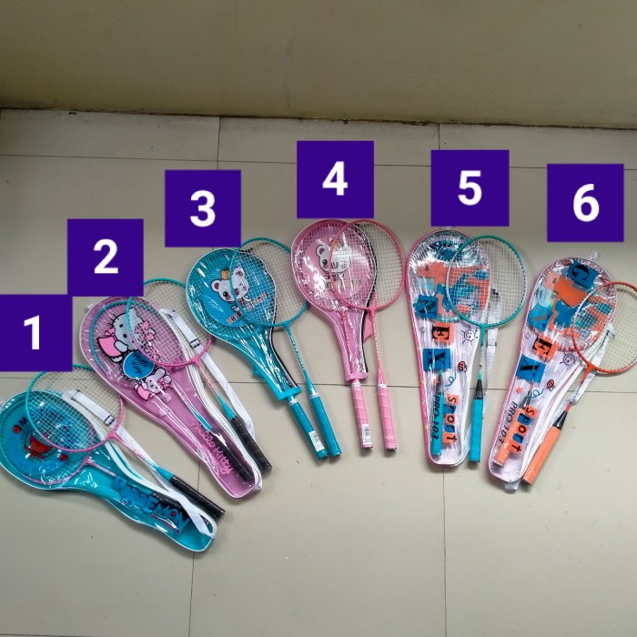 Raket 1 Set 2 Pcs Raket Badminton Anak Pendek