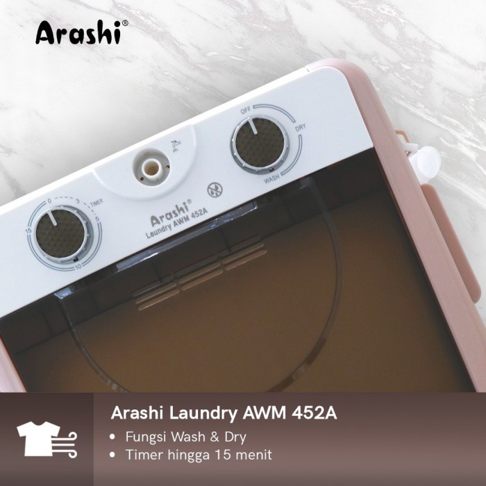 Mesin Cuci Portable Arashi Prime AWM 452 A 452A 4,5kg Laundry Mini Gosend