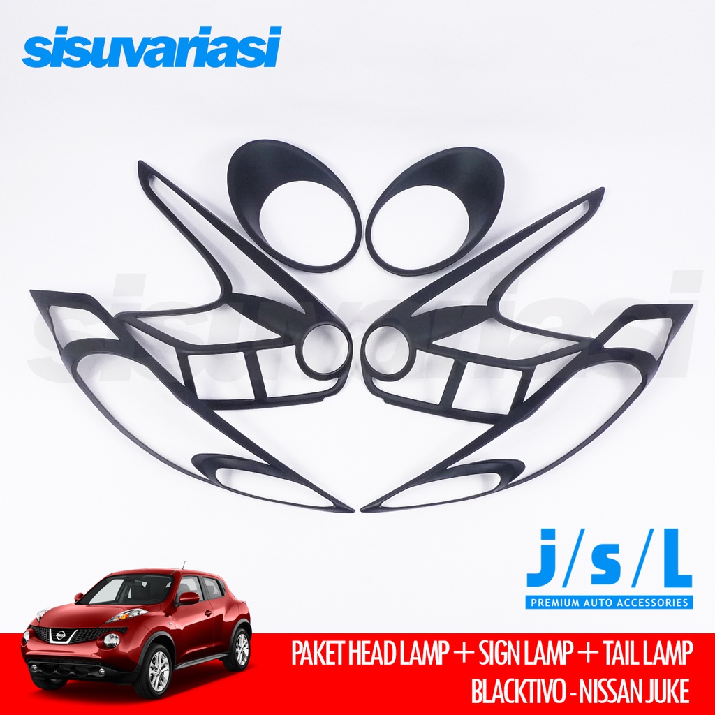 Nissan Juke Aksesoris Paket Cover Lampu Depan Belakang Sein Hitam JSL