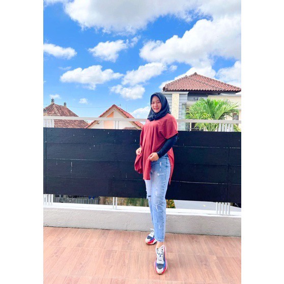 Tq88indonesia Fashion Baju Atasan Wanita Lengan Pendek /  LONG SQUARE RAYON DIAMOND / Busana Santai  Casual Cewek / Ootd