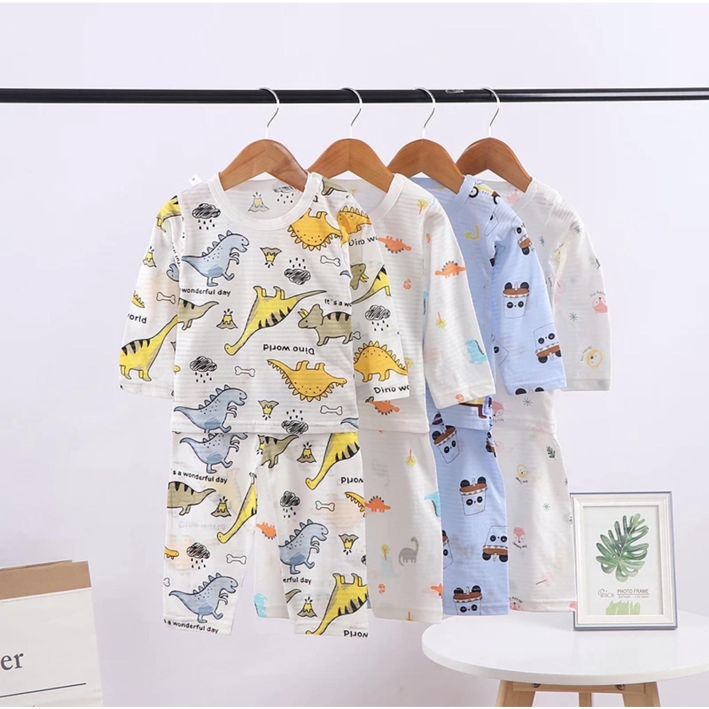 Setelan Lengan Panjang Motif Anak Laki laki perempuan 0-2th / Baju tidur anak laki laki perempuan Import