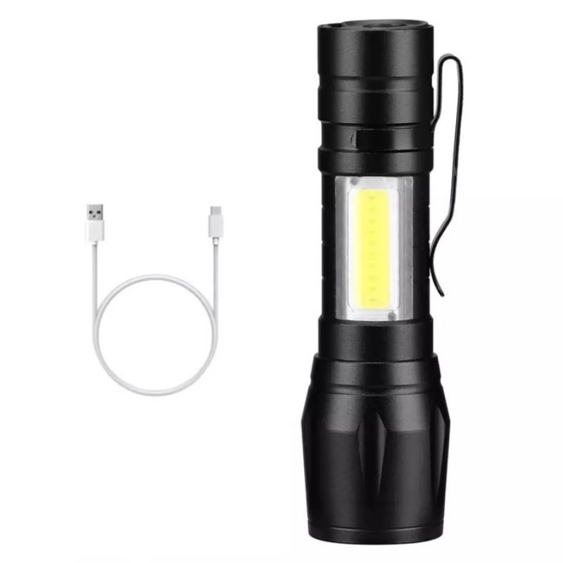 Senter Swat LED Zoom Lampu Mini Flashlight USB Charger 3 Mode Waterproof Senter Camping Mancing