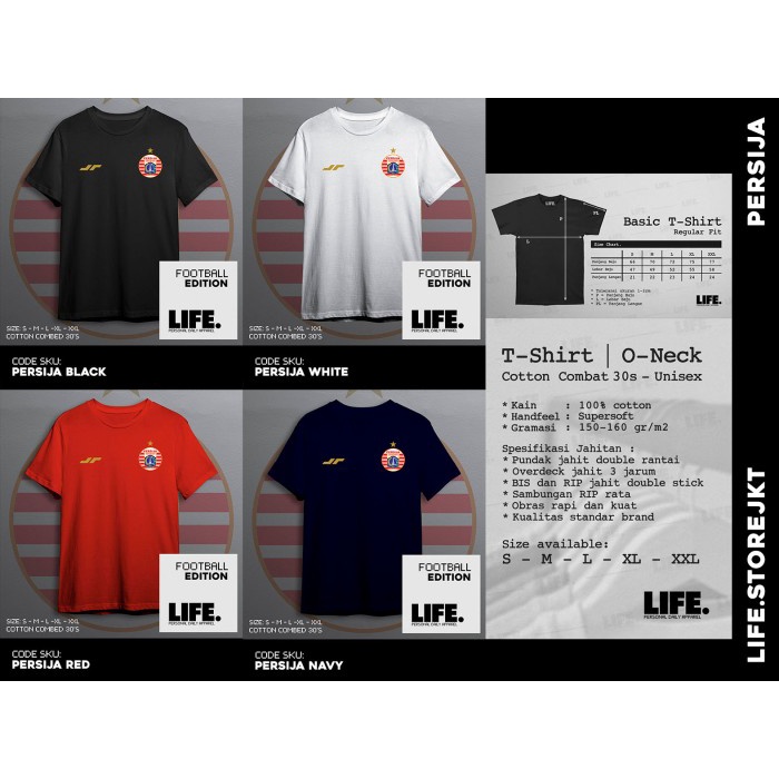 PG - Kaos PERSIJA model Jersey Bola Special Edition 1537 Bahan Katun Combed - Jersey Simple, M