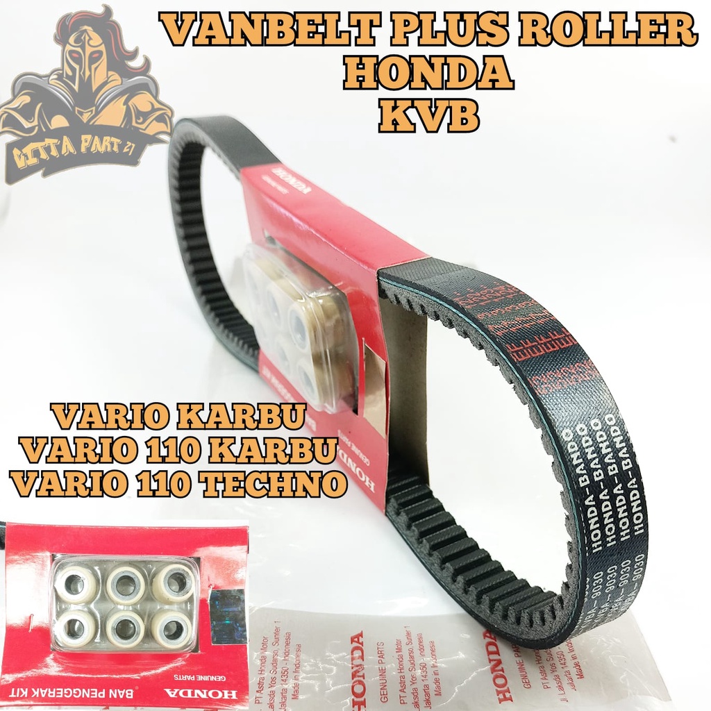 VANBELT V-BELT PLUS ROLLER HONDA KVB KUALITAS ASLI ORIGINAL HONDA AHM PRESISI ANTI SELIP ROLLER AWET DAN DIJAMIN MANTAP VARIO KARBU VARIO 110 KARBU VCARIO 110 TECHNO