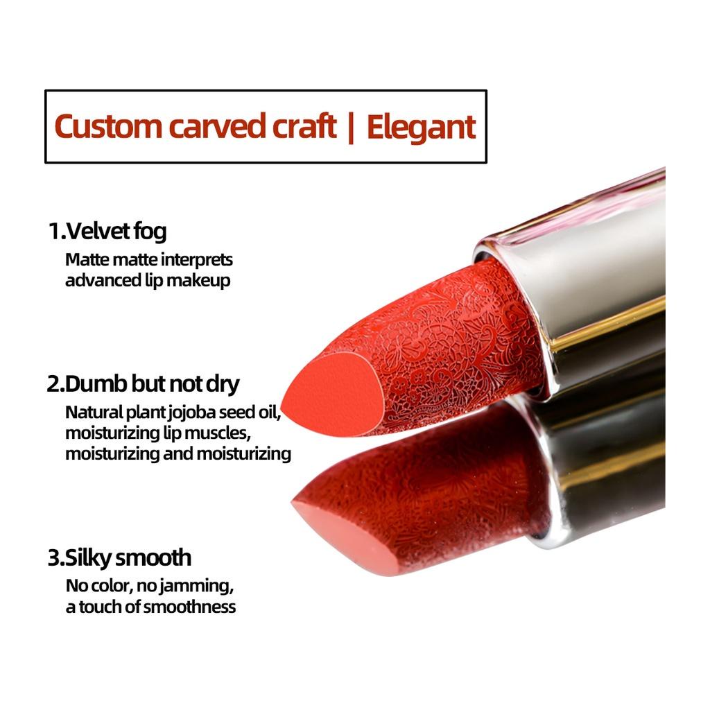 [BPOM][100%ORI&amp;READY]NOBB！Luxury Velvet Lip Cream Carved Pattern Matte Lasting Moisturizing Lipstick N2301