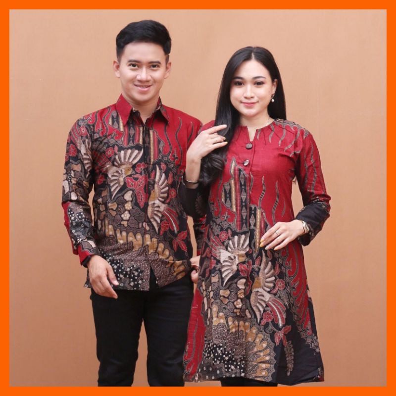 [BISA COD] COUPLE BATIK KEMEJA TUNIK BATIK COUPLE MODERN BATIK TRENDING INTERNATIONAL COUPLE