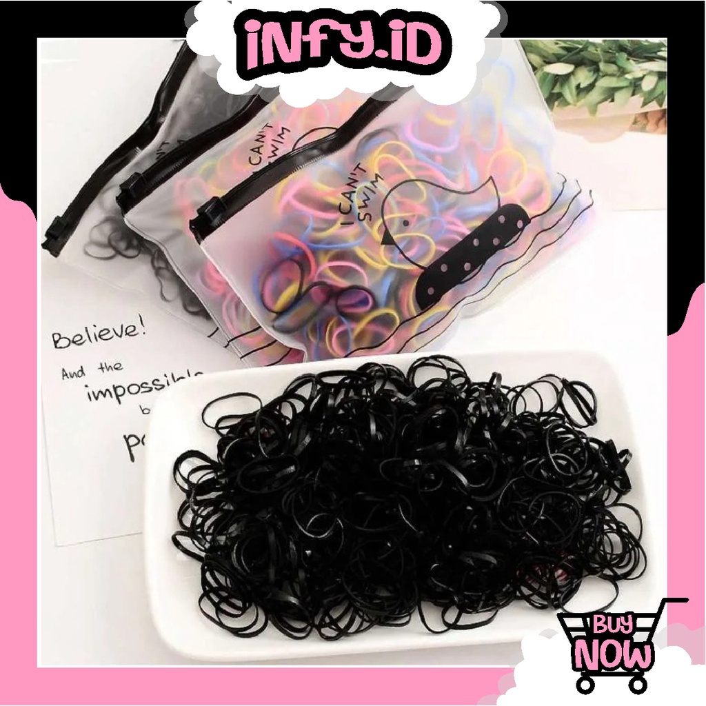 INFY - Ikat Rambut Karet /Karet Jepang Elastis Warna Warni A073