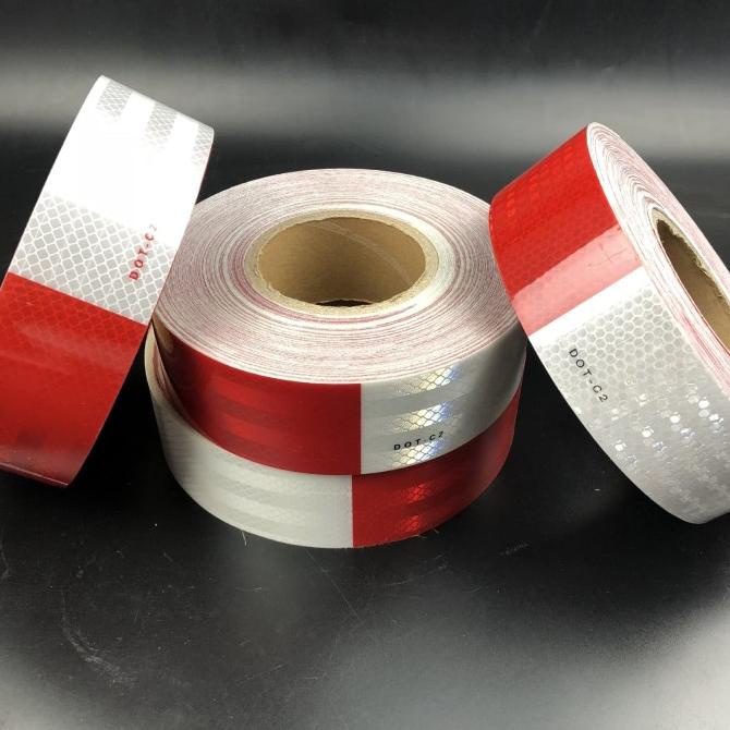 

Stiker/Sticker Reflective/Scotlight merah putih Prismatic(45 meter)