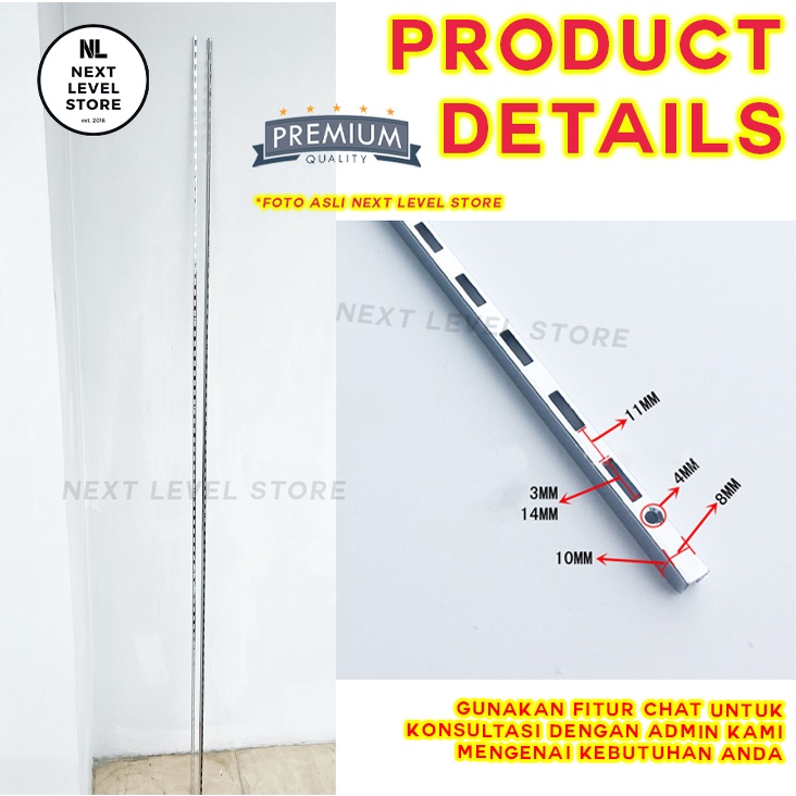 Pillar Single Row A - Display Hook Holder Cantolan - Harga Per Meter