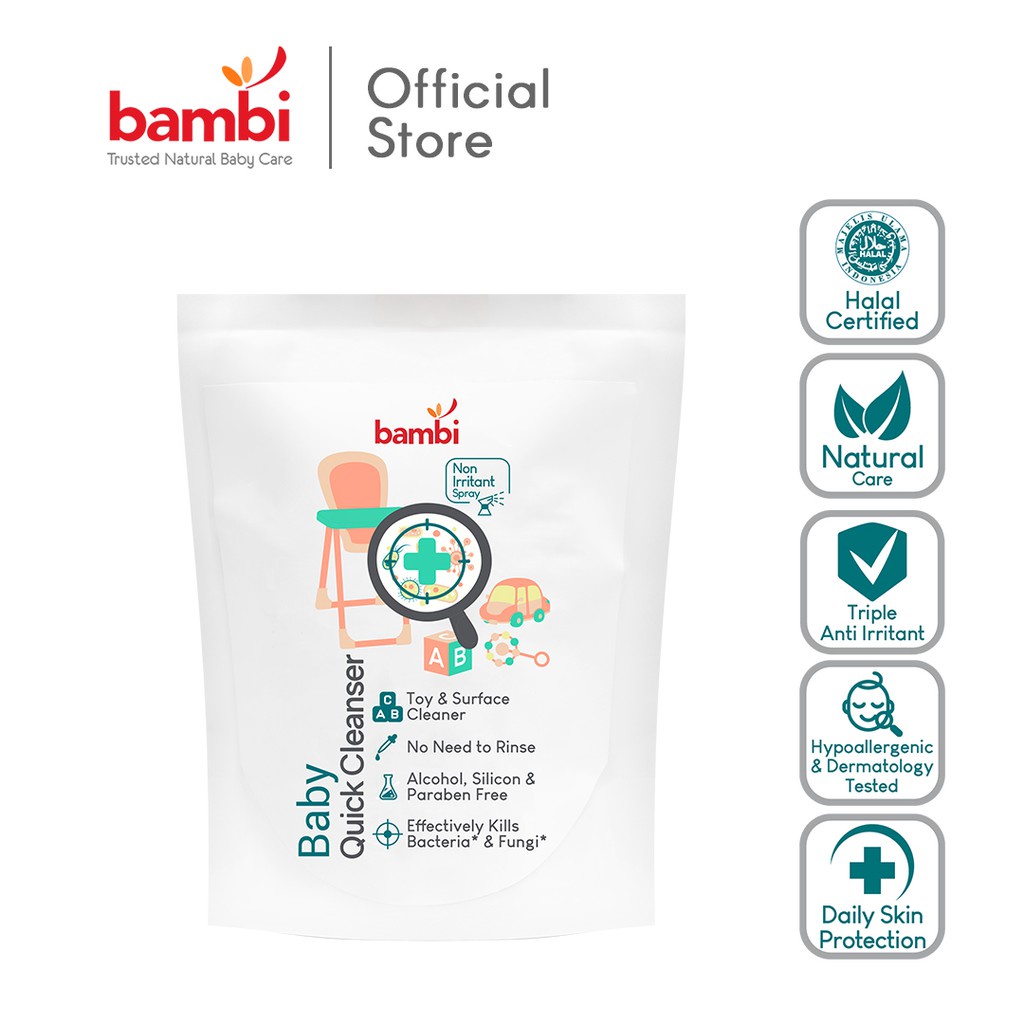 Bambi Baby Quick Cleanser 120ml Spray &amp; Refill - Cairan Pembersih Perlengkapan Bayi &amp; Anak