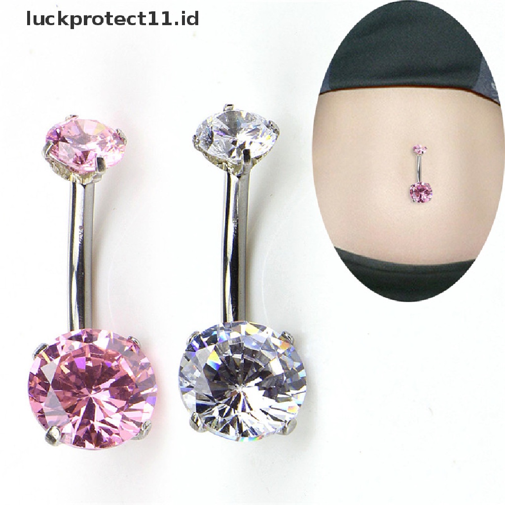 /Fashion Hot// Fashion// Surgical Steel Navel Rings Kristal Pusar Cincin Bar Perhiasan Kecantikan.