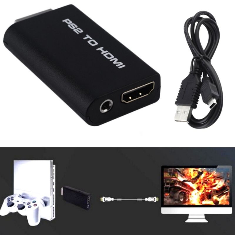 Alat Video Konverter PlayStation 2 PS2 ke HDMI dengan 3.5mm Port Audio - G300 HD 1080P Kabel Hdmi