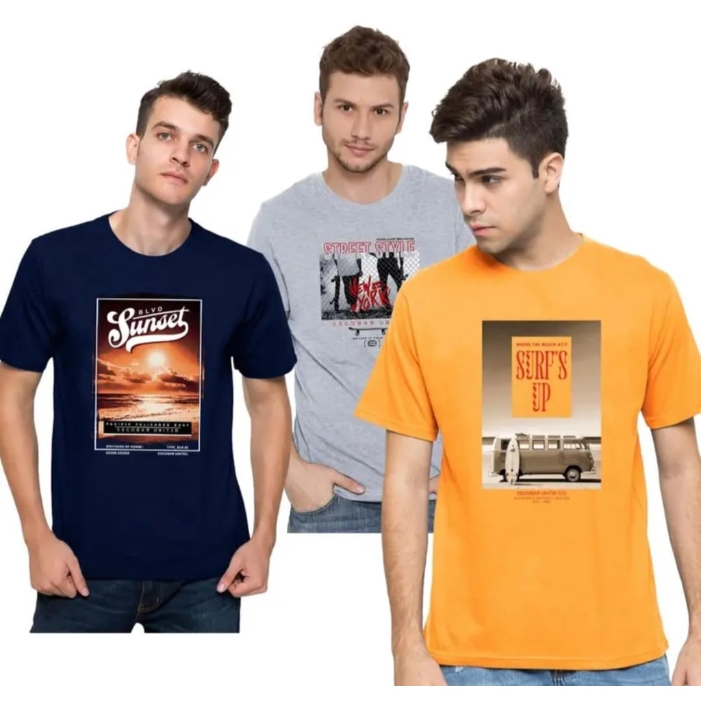 PAKET 3PCS KAOS PRIA DISTRO ESCOBAR ORIGINAL UKURAN M, L, XL, / KAOS ESCOBAR ORIGINAL TERMURAH / KAOS PRIA DEWASA MASA KEKINIAN