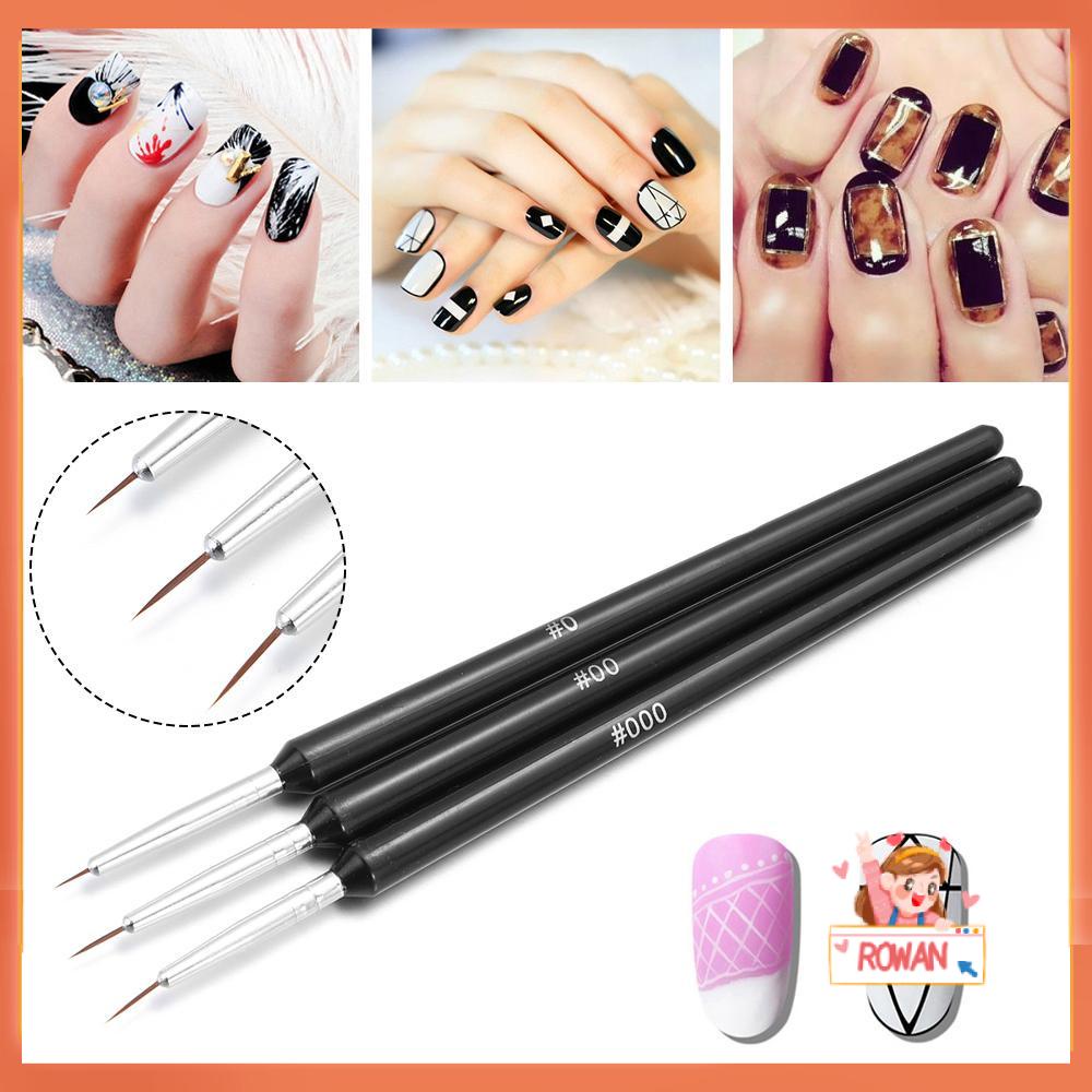 R-flower 3pcs/Set Kuas Nail Art Fashion DIY Alat Gambar Manicure