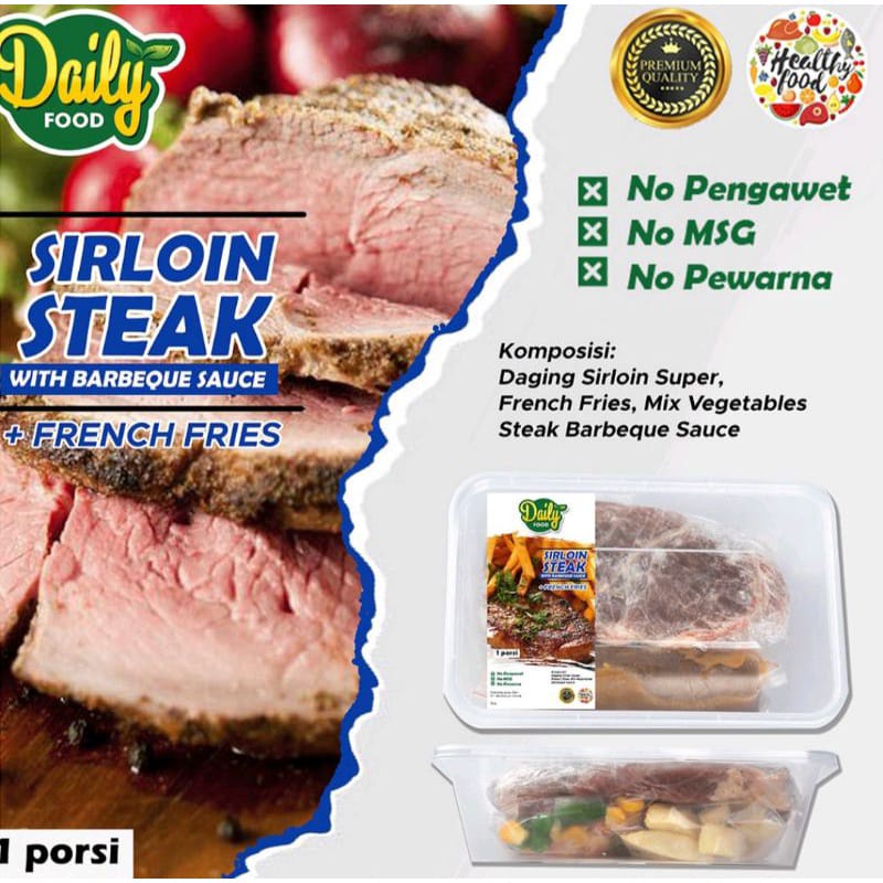 

SIRLOIN STEAK PREMIUM (FROZEN FOOD) DAILY - HALAL NON MSG & PENGAWET