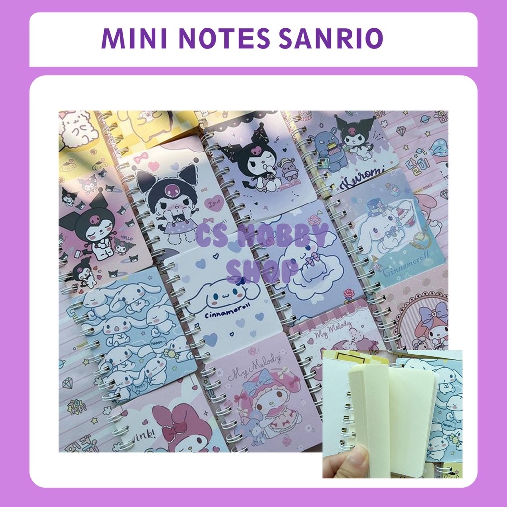 

Buku Catatan Mini Notes Ring Spiral Sanrio Cinnamoroll My Melody Kuromi