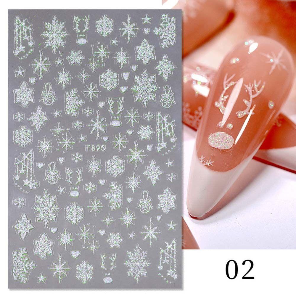 Mxbeauty Stiker Kuku Natal Fashion Lonceng Putih Manikur Aksesoris Nail Art Dekorasi