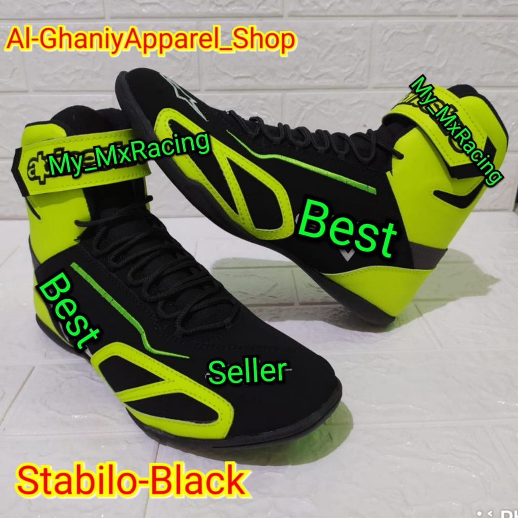 Sepatu Drag Balap Sepatu Race Keren TERLARIS for Touring Rally Slalom Kualitas Premium Stabilo Hitam TERLARIS