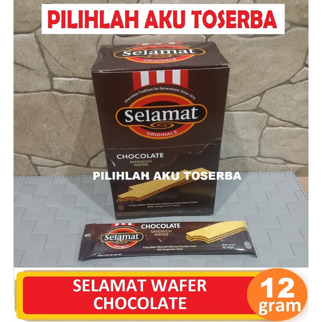 

Selamat Wafer CHOCOLATE / COKLAT 12 g - ( HARGA 1 BOX ISI 20 PCS )