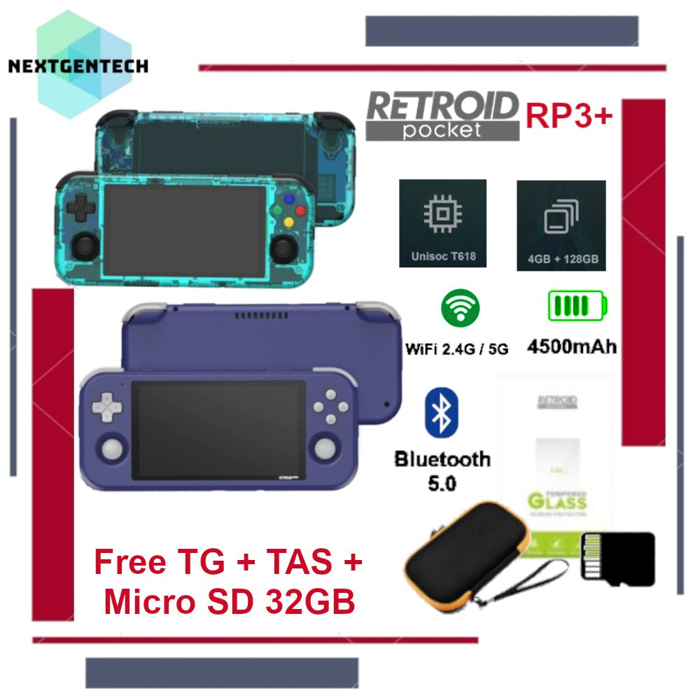 Retroid Pocket 3 Plus Retro Handheld Game Console Android 11 RAM 4GB ROM 128GB