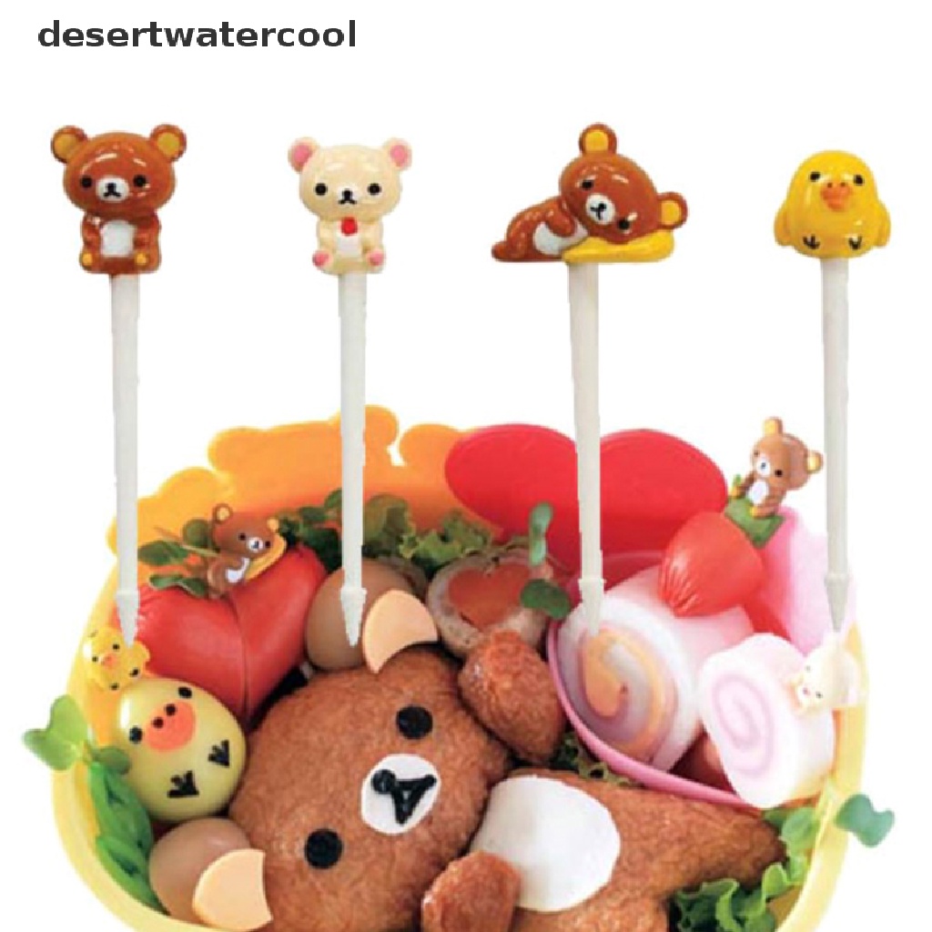 Deid 8pcs Animal Food Picks Bear shaped Mini Forks Anak Lucu Garpu Buah Bento Decor Martijn