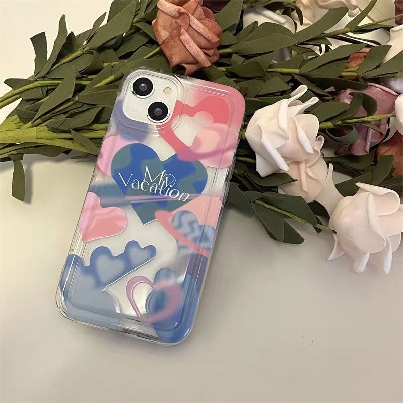 IPHONE Love Soft Phone Casing Kompatibel Untuk Iphone14 13 12 11 Pro XS Max X XR Casing Transparan Shockproof Case7 8 6 6S Plus Cover TPU