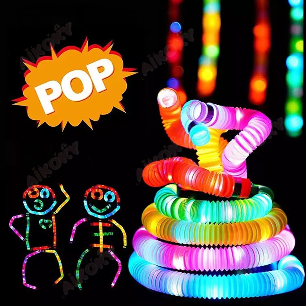 Aikoky Pipa Led Mainan Anak Pop Tubes LED/Light Up Pop Pipes/Pop Pipes Led