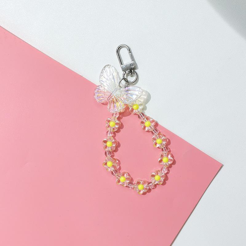 Transparan Kupu-Kupu Bunga Kecil Liontin Ponsel Lanyard DIY Perhiasan Gantungan Kunci Pesona Tas Aksesoris