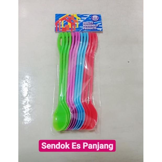 12pcs Sendok es warna panjang-pendek-alat makan murah