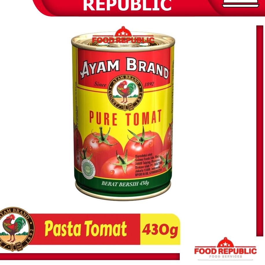 

COD✔️ AYAM BRAND TOMATO PUREE 430 GR PASTA TOMAT KALENG HALAL NO MSG TANPA PENGAWET