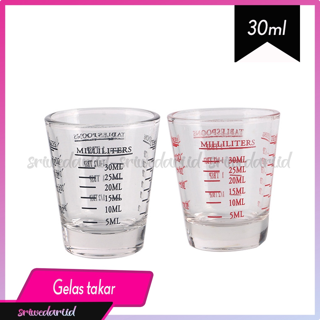 GELAS TAKAR SLOKI KOPI ESPRESSO SINGLE DOUBLE SHOOT KACA TEBAL BENTUK BULAT 30 ML