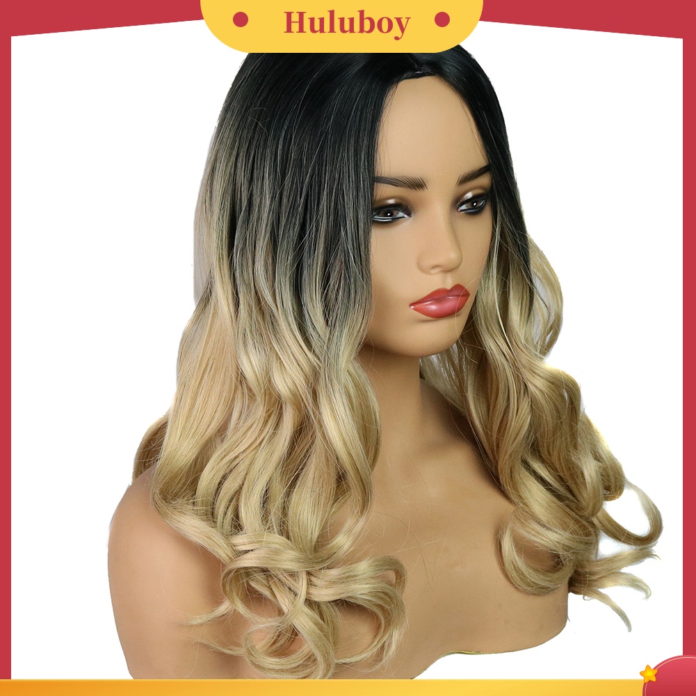 Rambut Palsu Model Panjang Keriting Warna Gradasi Blonde Untuk Wanita