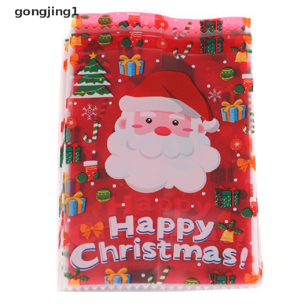 Ggg 100 Pcs Natal Panas Seal Bag Kartun Bening Xmas Tahun Baru Pesta Baking Kantong ID