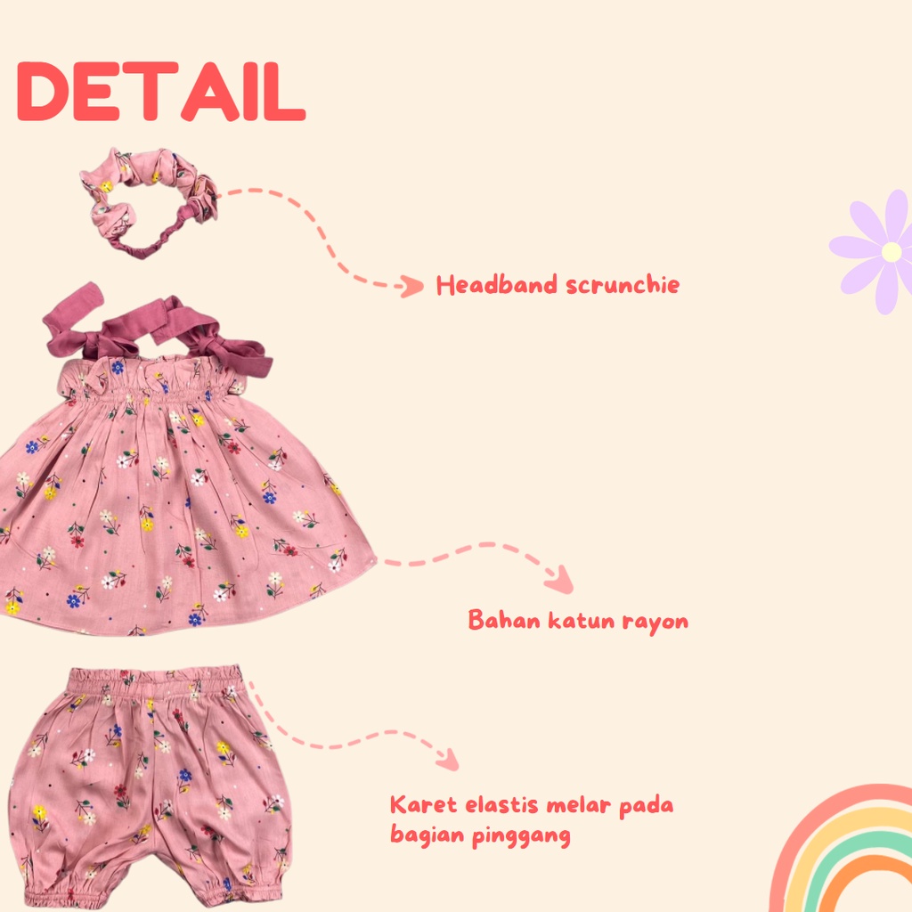 3-18 BLN SETELAN BAYI TALI PAMELA BAJU BAYI PEREMPUAN WITH HEADBAND by BAJUANAKKANAYA