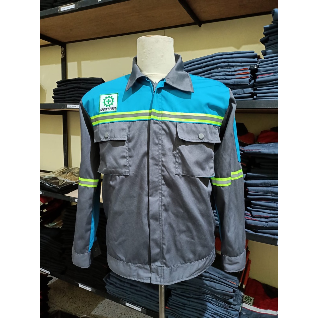 Star Wearpack - Baju Kerja Lapangan Seragam Kerja Warna Abu Kombinasi Biru Langit