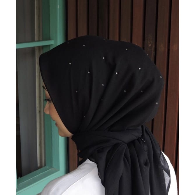 Kerudung Segi Empat Payet Glamour Hijab Segiempat Bella Lasercut Payet Tabur Termurah Nayla Hija'b