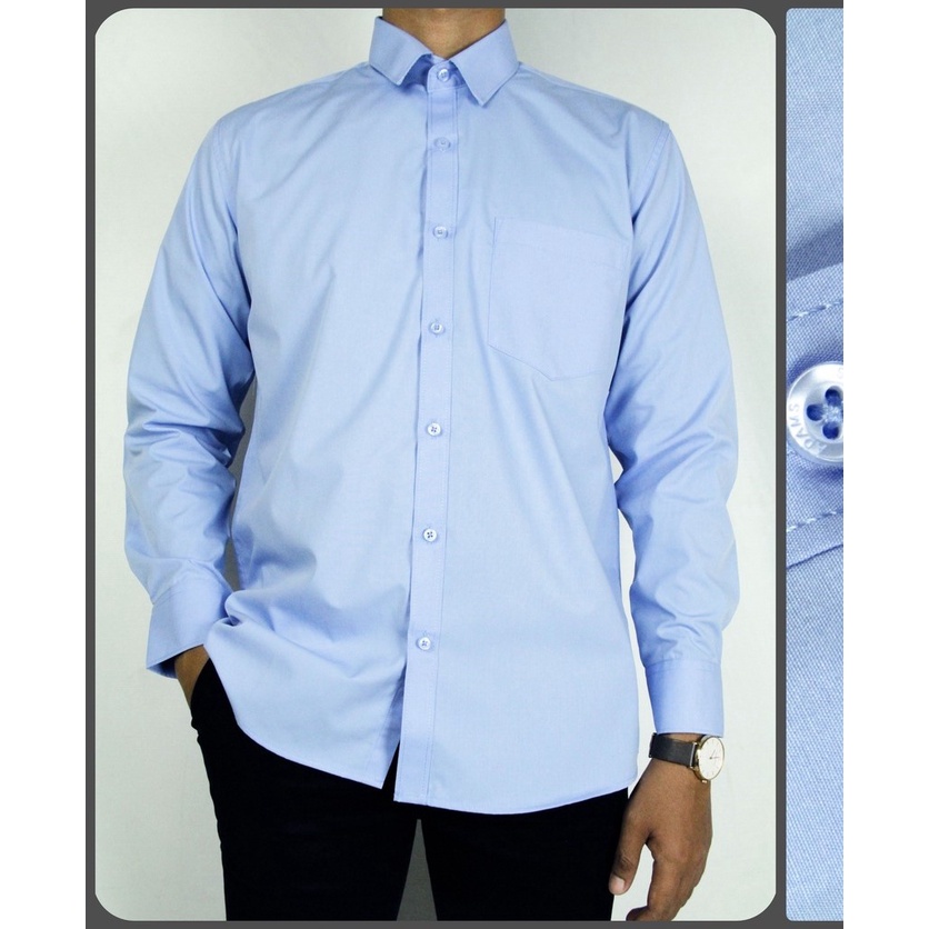 COD Kemeja Kerja Pria Formal STANLEY ADAMS Reguler Fit Lengan Panjang Biru Muda Polos / Light Blue 03 100% Original Brand