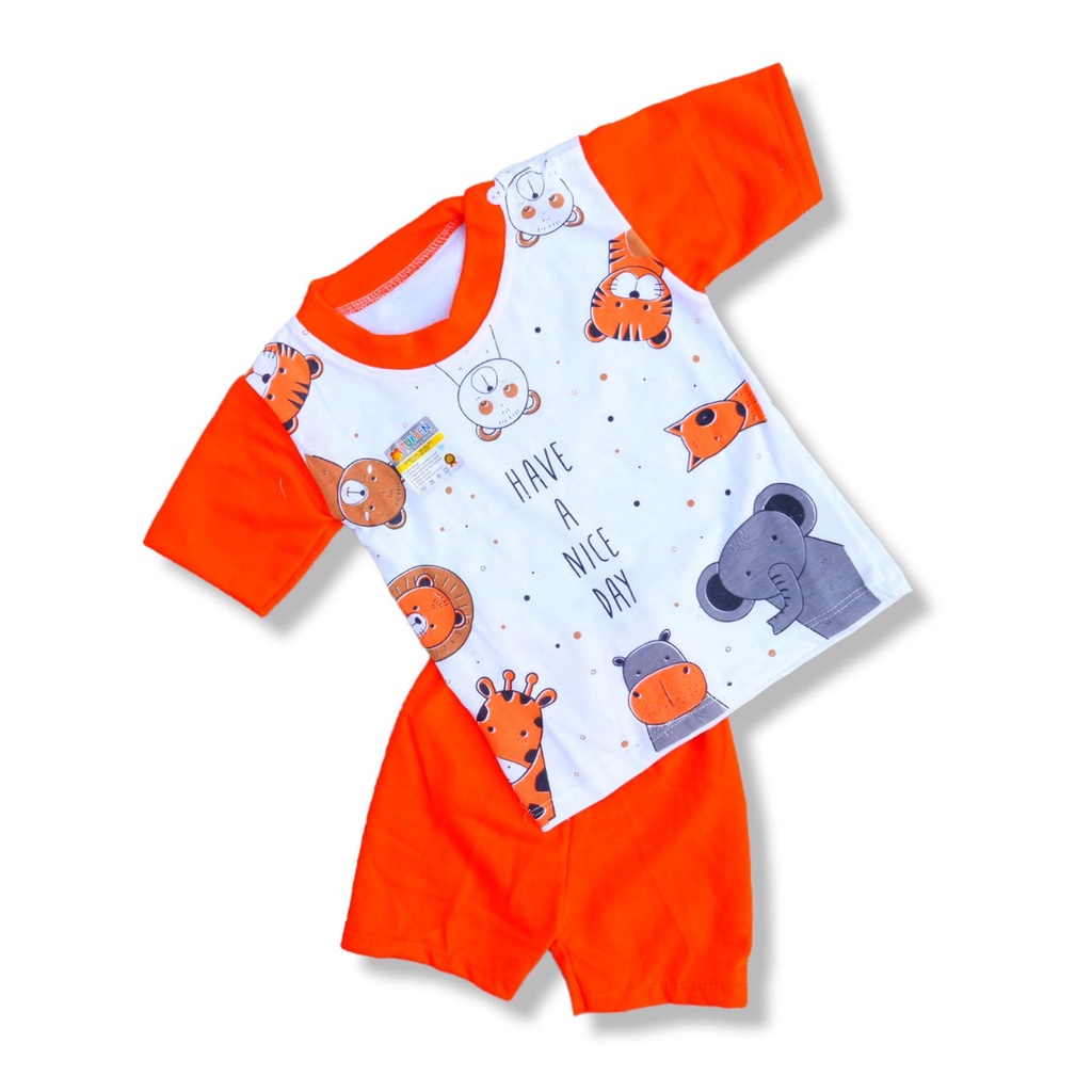 Set Setelan Baju Bayi Kancing Pundak Motif Have A Nice Day