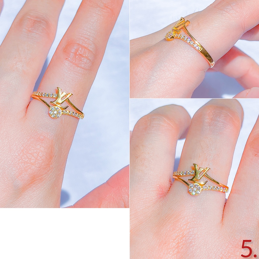 Cincin branded anak dan dewasa emas asli kadar 700 70 16k Diior chaenel LVVo permata bling gold rante sisik naga listing