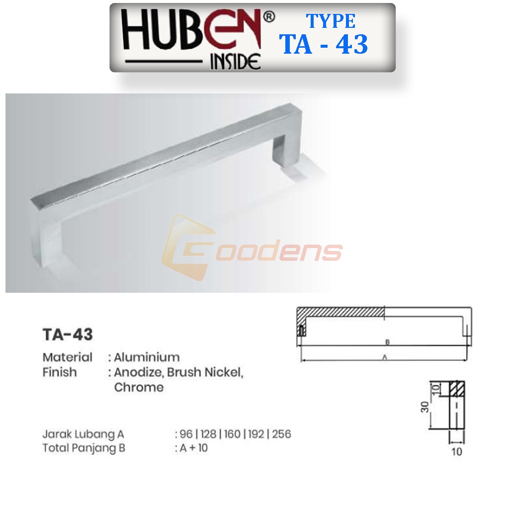 Huben TA-43 Tarikan Laci Handle Laci Lemari