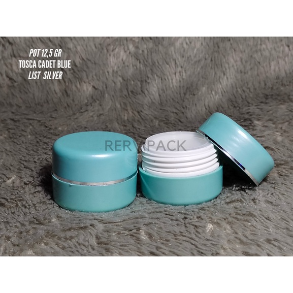 Pot Cream 12,5gr Tosca Cadet Blue List Silver / Kemasan Kosmetik / Pot Kosmetik 12,5 gr / Pot 12,5gr