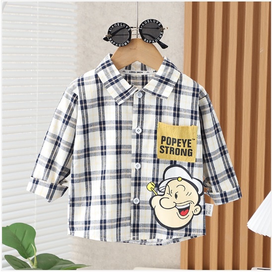 Kemeja anak cowok import Baju anak import atasan anak import baju anak kemeja POPEYE STRONG