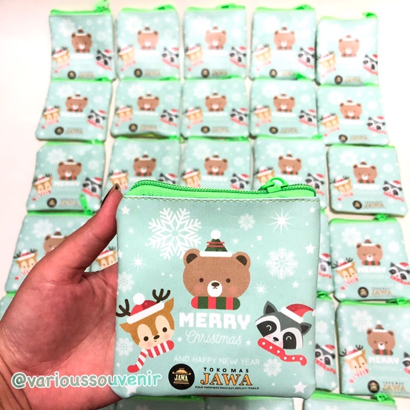 Souvenir Natal Pouch Custom + Nama Murah Lucu Sinter Claus Yesus Minim 25pcs per gambar