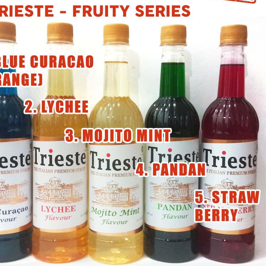 

Terlaku... Trieste Italian Syrup 650mL - Tea and Mojito Syrup- Banana, Blue Curacao, Lychee, Mango, Mint, dll