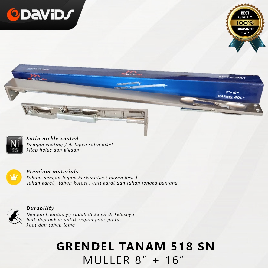 Grendel Tanam Gerendel Pintu Panjang Slot 16 Inch Sn Muller