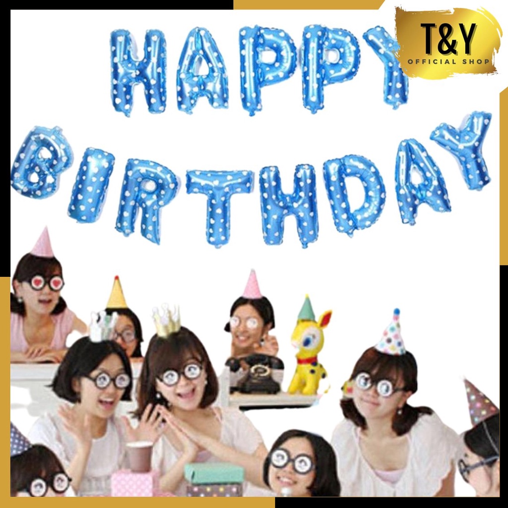 T&amp;Y Balon Foil Huruf Motif Love ±40cm Ballon Foil Abjad Alphabet Love Biru Balon Huruf Satuan ± 40 Cm Murah