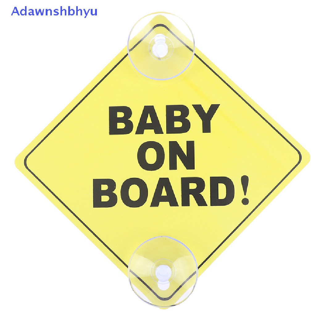 Adhyu 2Pcs Baby On Board SAFETY Mobil Jendela Suction Cup Kuning Reflektif Tanda Peringatan ID