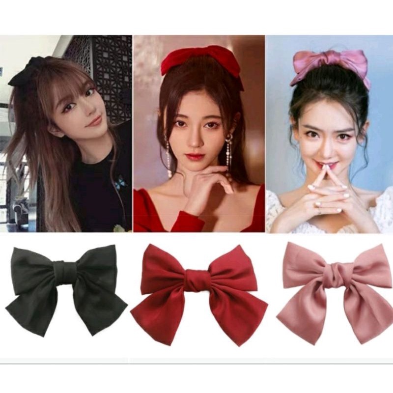(15CM) JEPIT RAMBUT PITA BESAR KOREA CANTIK IMPORT PREMIUM JEPITAN PITA KOREA AKSESORIS RIBBON JEPIT BANDO NATAL CNY LEBARAN PITA MERAH HITAM HIJAU BIRU