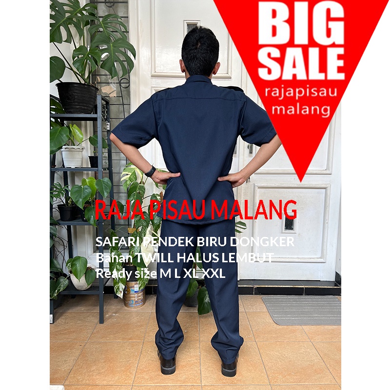 Baju Seragam Setelan Safari Hitam Biru Lengan Panjang