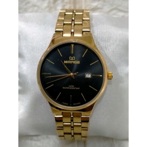 jam tangan pria;MIRAGE M18602-L gold~ORIGINAL~WATER RESISTANT~TGL~STAINLESS ANTI KARAT